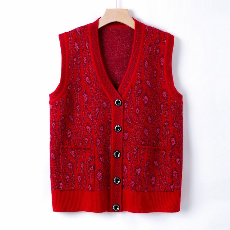 Middle-aged and old women's clothing autumn clothing new knitted sweater grandma autumn sweater vest jacket mom wearing vest top