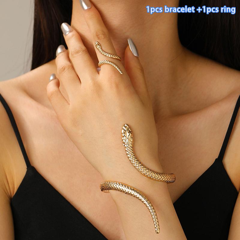 1Pcs/Set Vintage Snake Shaped Bracelets For Women Men Exquisite Punk Ring Personalized Earrings Party Jewelry Accessories Gifts