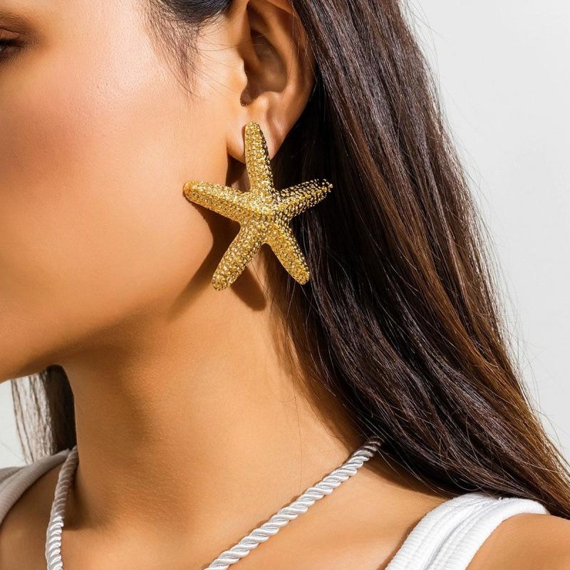 Starfish & Seashell Beach Jewelry Set: Earrings & Necklace for Summer Vacation