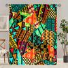 2 Pieces of Retro Tribal Graffiti Printing Curtain - Polyester Material - Suitable for Bedroom Living Room Study Room Priva
