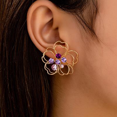 Elegant and Stylish Purple Floral Earrings