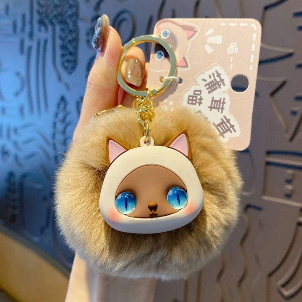 Stuffed Plush Cat Keychain Big Ear Cute Animal Keychain Cat Plush Pendant  Backpack Decor