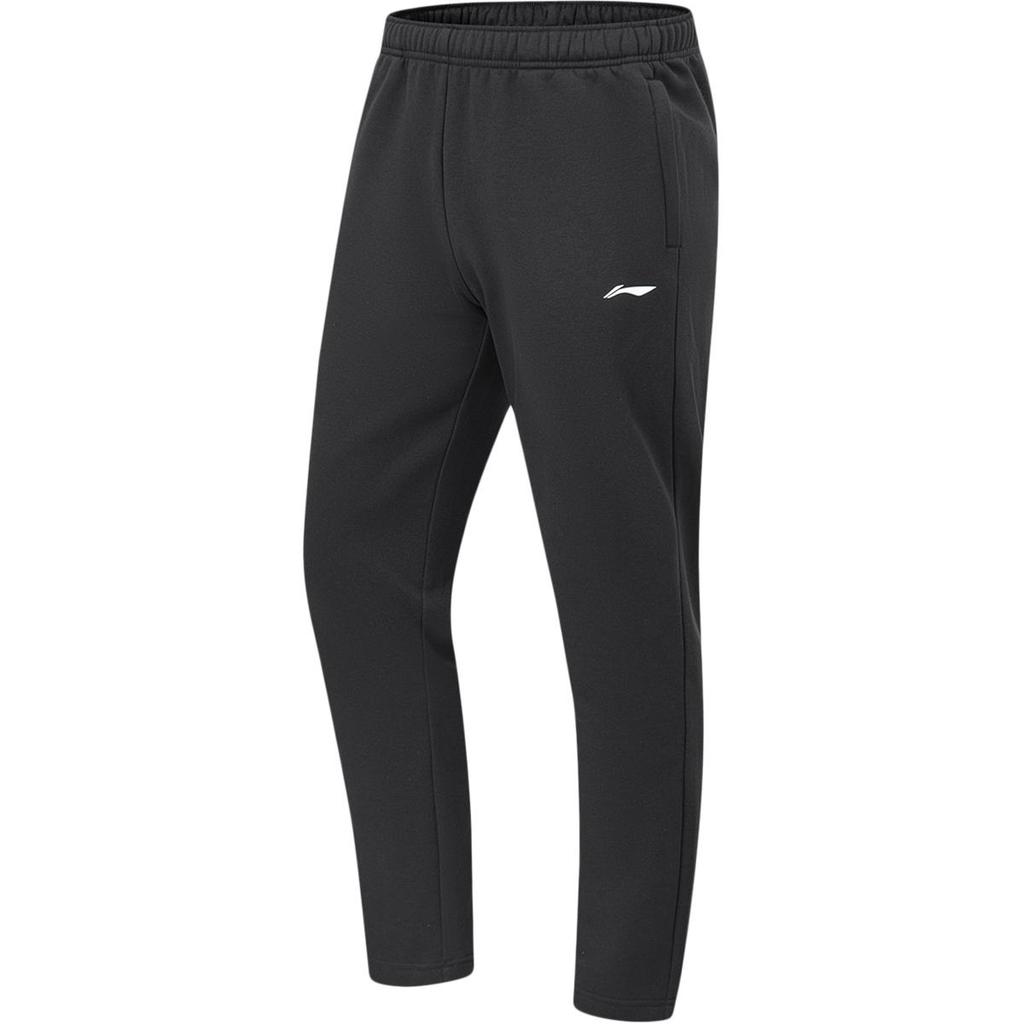 Li Ning Fitness Series Solid Color Straight Leg Mid Waist Knitted Sports Pants Men Bottoms Black AKLUC37-1