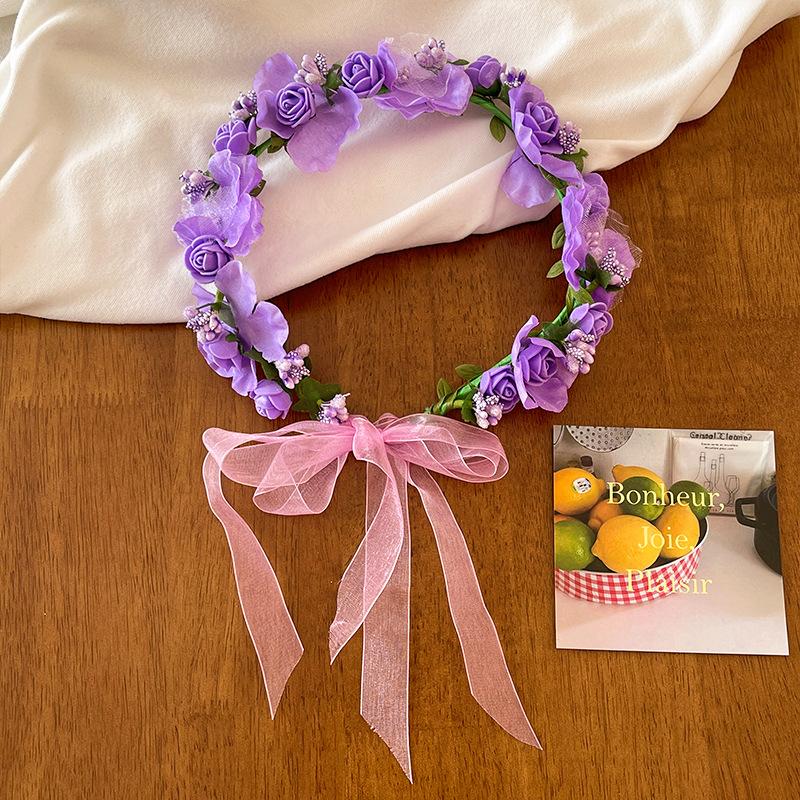 1Pcs Wedding Bridesmaid Floral Headband Girls Boho Flower Crown Hair Accessories for Garden Party Birthday Festival