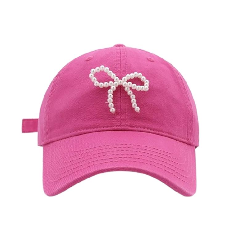 Breathable Baseball Hat for Girl Women Pearl Bow Adjustable Sports Hat