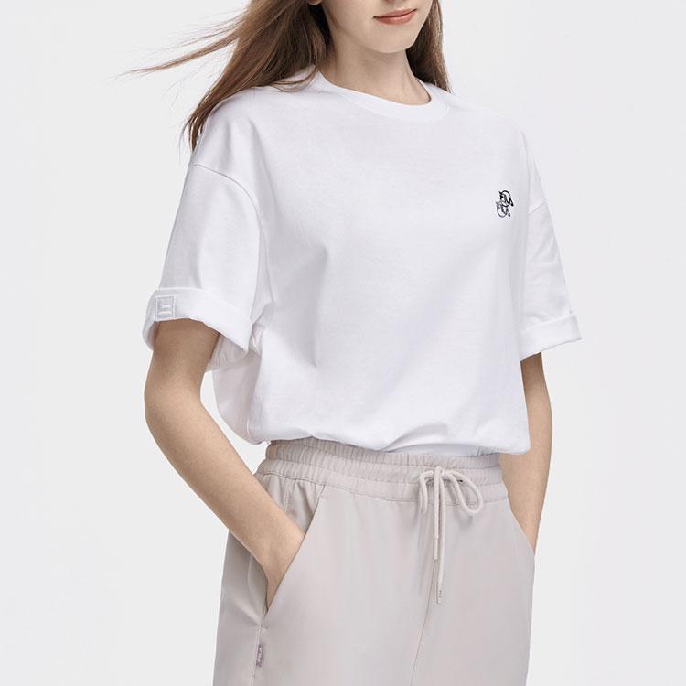 FILA Solid Color Round Neck Casual Short Sleeve Drop Shoulder T-Shirt Unisex T-Shirts White F11U329104FWT