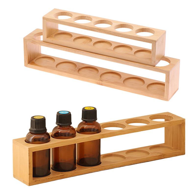 5/6 Holes Wooden Essential Oils Storage Rack Fits 30Ml Bottles Tabletop Display Stand For Aromatherapy Bottles Storage