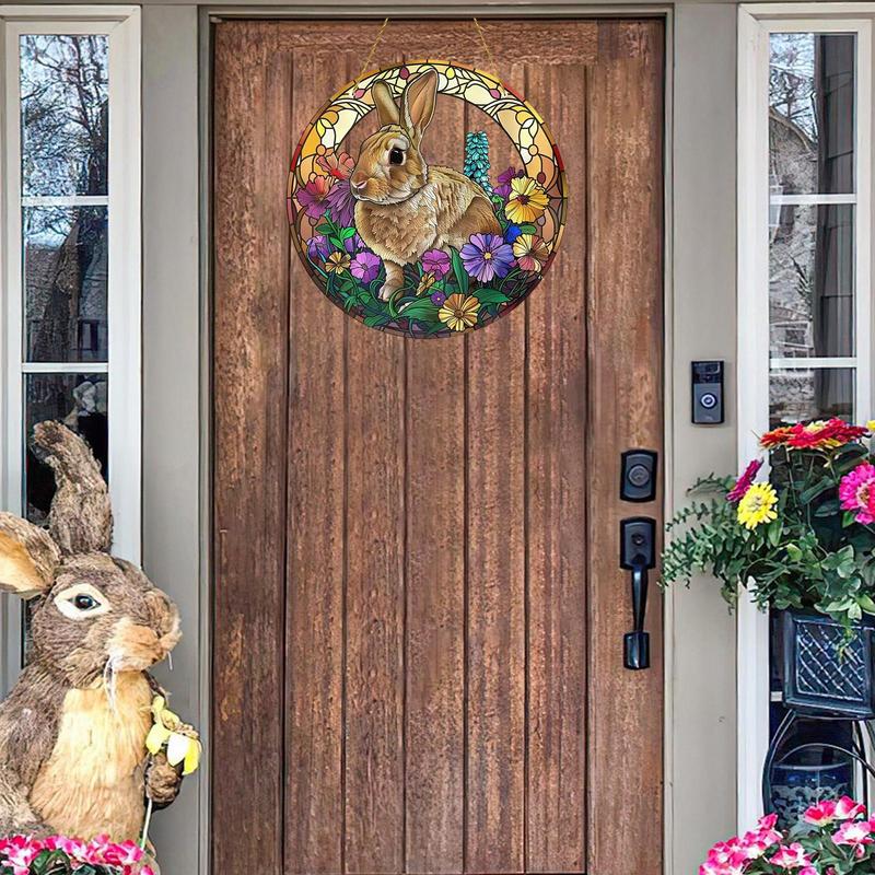 2D Acrylic Bunny Ornaments Easter Egg Design Holiday Scene Pendant Christmas Tree Decorations Easter Home Decor