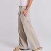 Women's Linen Casual High Waist Wide Leg Straight Dress Cotton Linen Pants Button Trousers