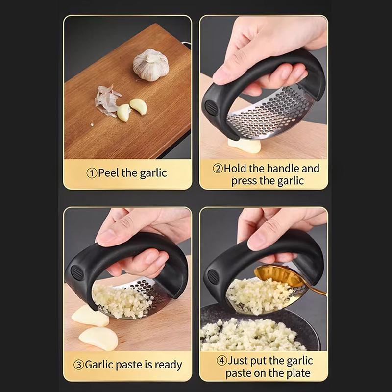 Prensa de Ajo de Acero Inoxidable Herramienta de Cocina Picadora Manual de Ajo con Forma de Anillo