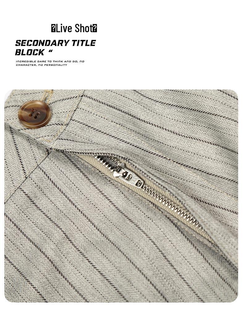 11KN Retro Gray Striped Wide-Leg Suit Pants for Men and Women - Versatile, Trendy, and Slimming Casual Wear