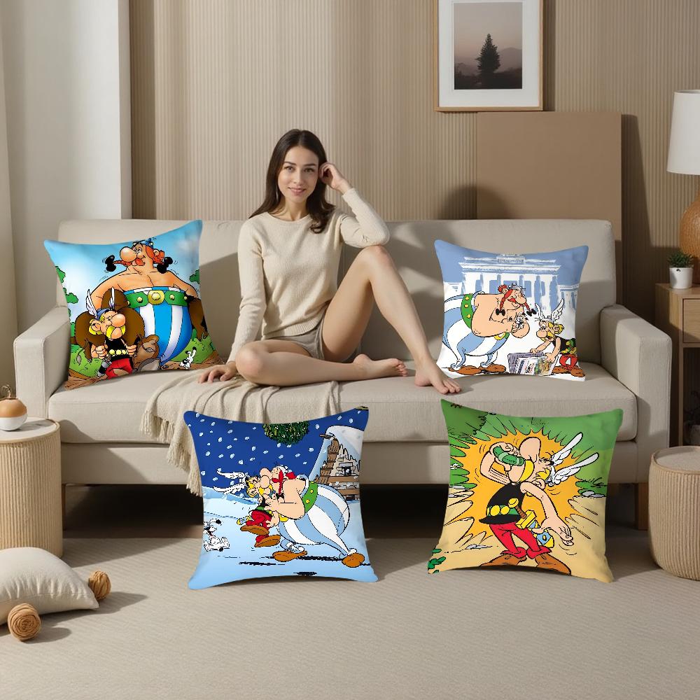 Cartoon A-Asterix And O-Obelix Pillow Case Plush Fabric Soft Double Sided Print Sofa Cushion Cover Throw Pillow Covers