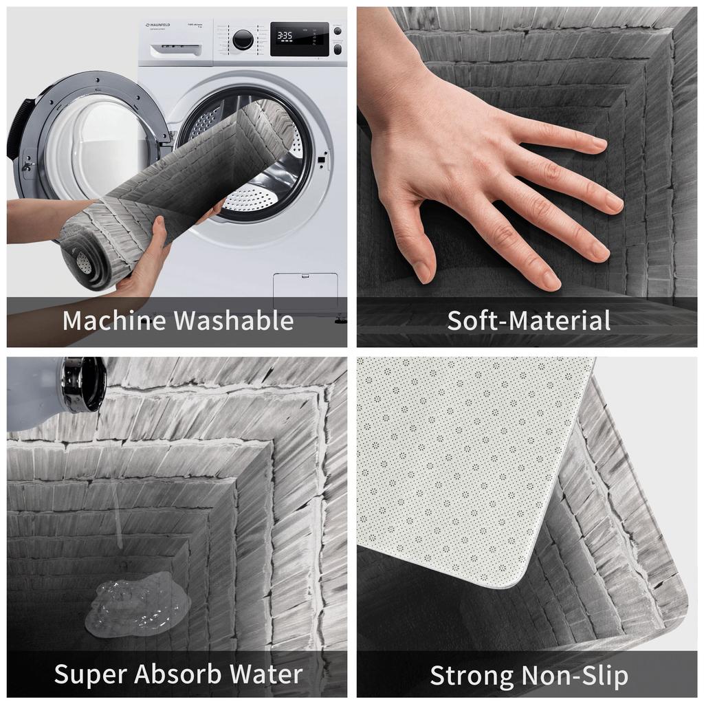 Fun 3D Trap Rock Deep Pit Pattern Doormat Non-Slip Kitchen Bathroom Mat Living Room Door Floor Entrance Carpet Rug