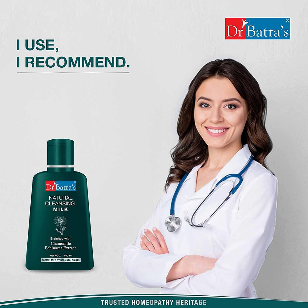Dr Batra's Natural Cleansing Milk 100 ml X Pack Of 4 Gentle Makeup Remover For Men And Women
