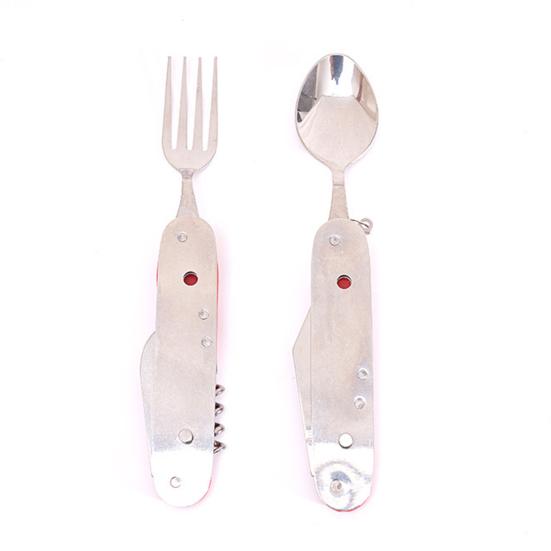 1Pc/ 1 Set Folding Spork Heat-resistant Detachable Anti-scalding Stainless Steel Multi-Functional Folding Fork