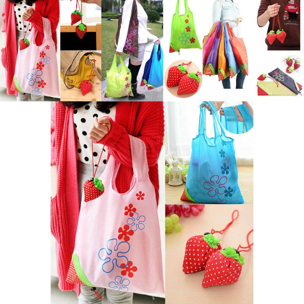 Eco Storage Handbag Strawberry Foldable Shopping Bags In Vibrant Colors For Everyday Use