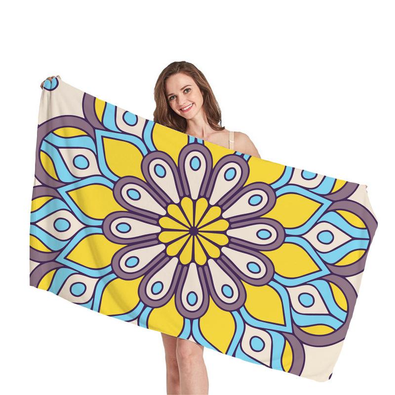 

Ethnic Mandala Geometry digital-printed polyester Superfine fiber double-sided fleece Beach vacation bath towel, beach towel W30*H60(CM)