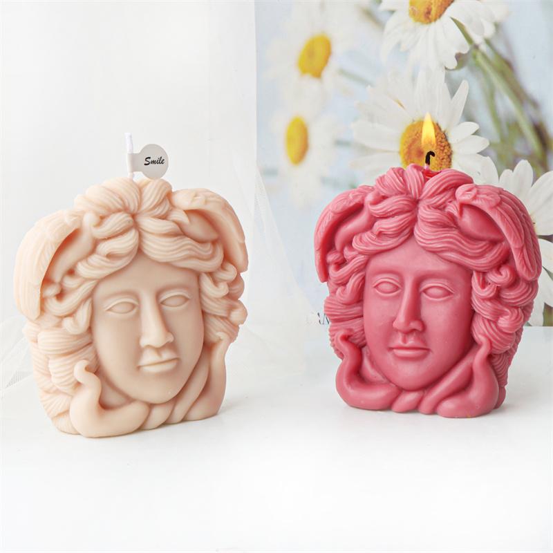 Medusa Portrait Silicone Candle Mold DIY European Snake Head Goddess Gypsum Resin Crafts Making Mold Embellish Home Gifts