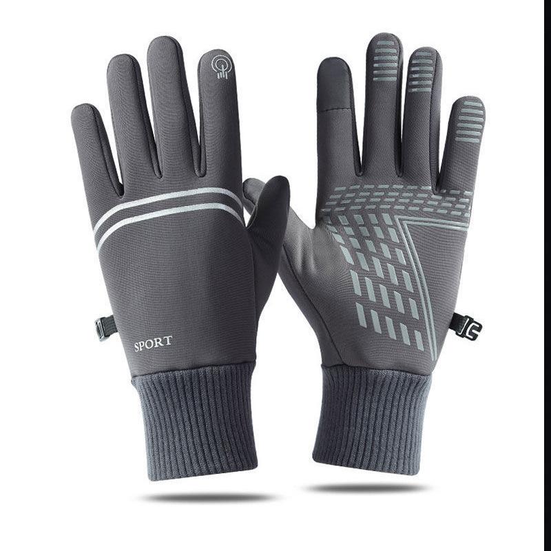 

Осень и зима сенсорные лыжные перчатки флис для вождения теплые нескользящие водонепроницаемые светоотражающие для активного отдыха велоспорта спорта average size серый