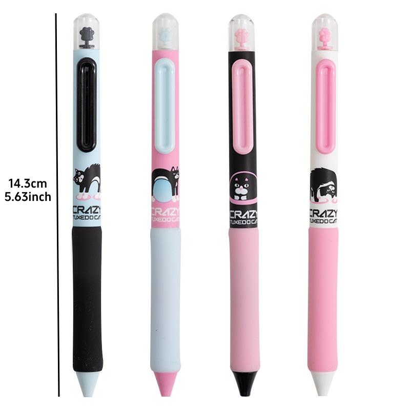 1/4pcs Crazy Tuxedo Cat Gel Ink Pen Cat Paw Rotating Capsule 0.5mm Ballpoint Black Color Quick Dry Smooth Writing