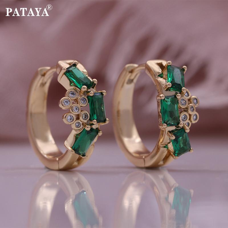 

PATAYA Изысканные женские серьги с инкрустацией из микровоска и зеленым искусственным цирконом