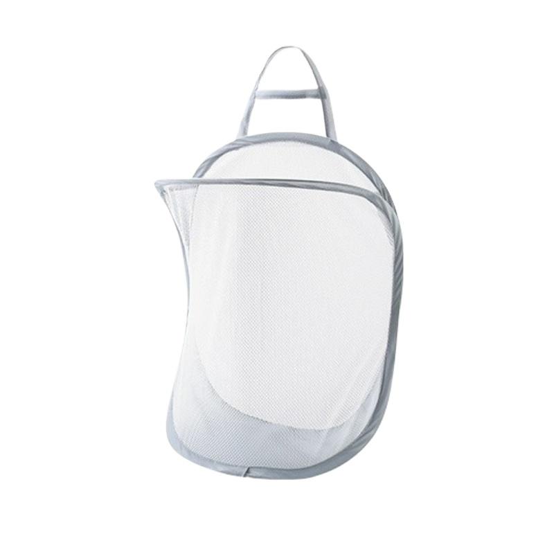 Foldable Mesh Laundry Basket Wall Mounted Adhesive Hanging Storage Bag Bathroom Underwear Clothes Organizer Dirty Clothes Holder