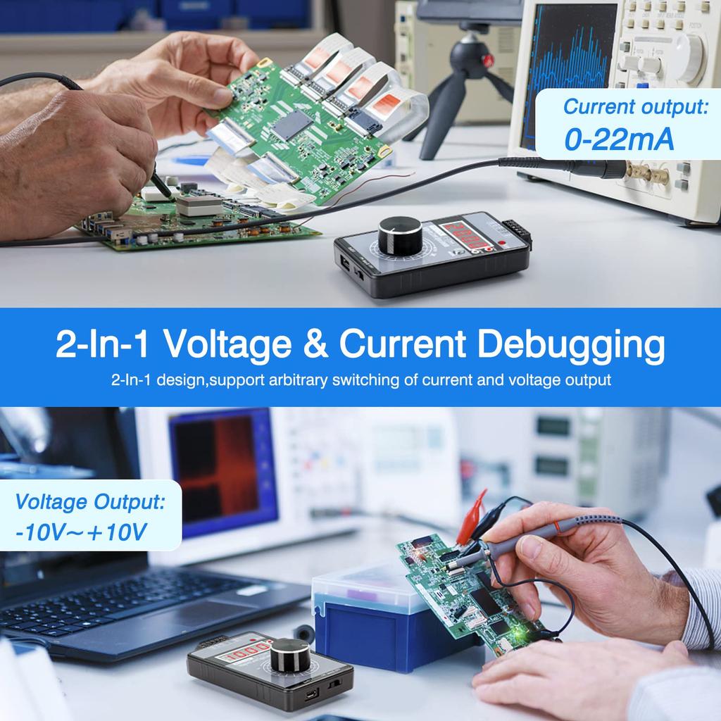 High Precision DC 0-10V 4-20mA Analog Signal Generator Adjustable Voltage Current 0-5V/3V/1V 0-22mA Debugging Source Calibrator