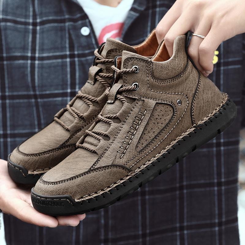 Handmade Leather Boots Men Shoes Casual Ankle Boots Men Loafers Comfortable Shoes Men Flats Fashion Moccasins Male Botas Shoes