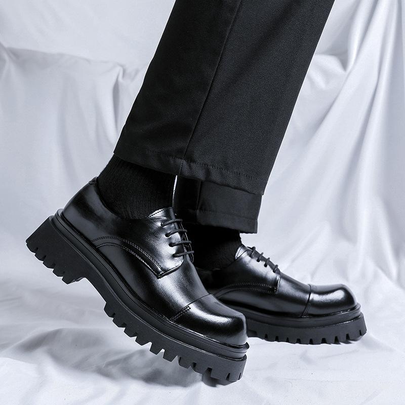 British retro handmade casual leather shoes men's platform three-joint business dress derby wedding shoes 1805-R