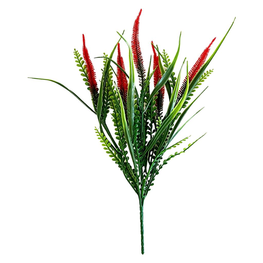 Artificial Five-Head Nine-Tail Grass Faux Plant Decorative Greenery for Home Office Tabletop Arrangement and Indoor Outdoor Display