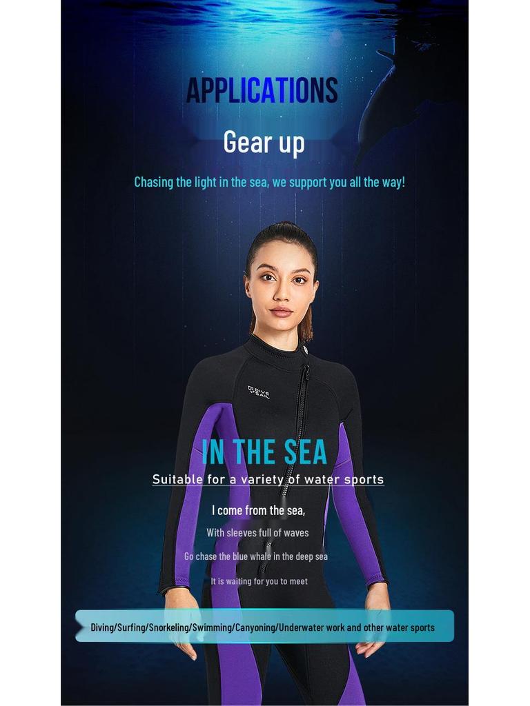 European & American 3MM Wetsuit: Unisex Long Sleeve Snorkeling & Surfing Suit for Cold-Proof Winter Swimming