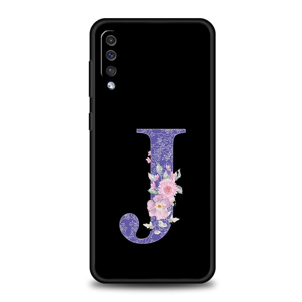 Letters Purple Flower Phone Case For Samsung Galaxy A56 A36 A26 A34 A17 A16 A06 A14 A12 A54 A72 A24 A22 A70 A52 A50 A40 A32Cover