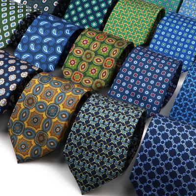 Seidenkrawatten, weich, modisch, 7,5 cm, geometrisches Muster, Krawatte für Männer, Hochzeit, Business, Meeting-Anzug, Gravata