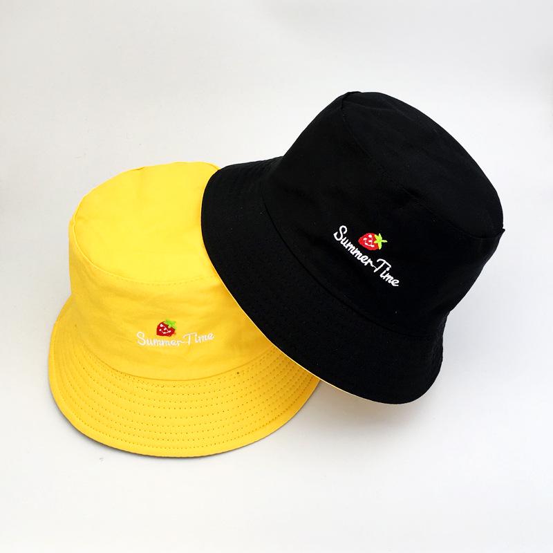 Pălărie de pescar unisex, față-verso, pentru primăvară/vară, cu broderie chinezească - Stil trendy Harajuku, Protecție solară pentru exterior.