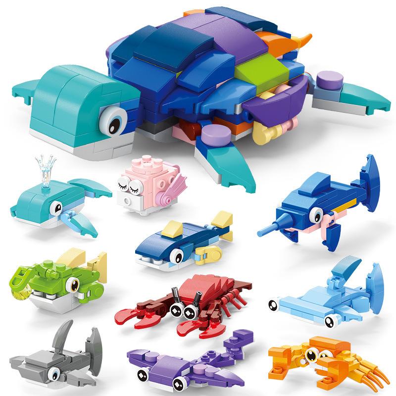 Insect World Animals Scorpion Mantis Ants Spider Birds Marine Animal Building Blocks Toys Desktop Ornaments Bricks Kids Gift