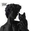 David Statue with Cat 3D Printed Cat, European Classic Art Sculpture Figurine Modern for Home Office Decor, Desktop Ornament Shelf Display Handcrafted