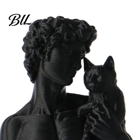 David Statue with Cat 3D Printed Cat, European Classic Art Sculpture Figurine Modern for Home Office Decor, Desktop Ornament Shelf Display Handcrafted