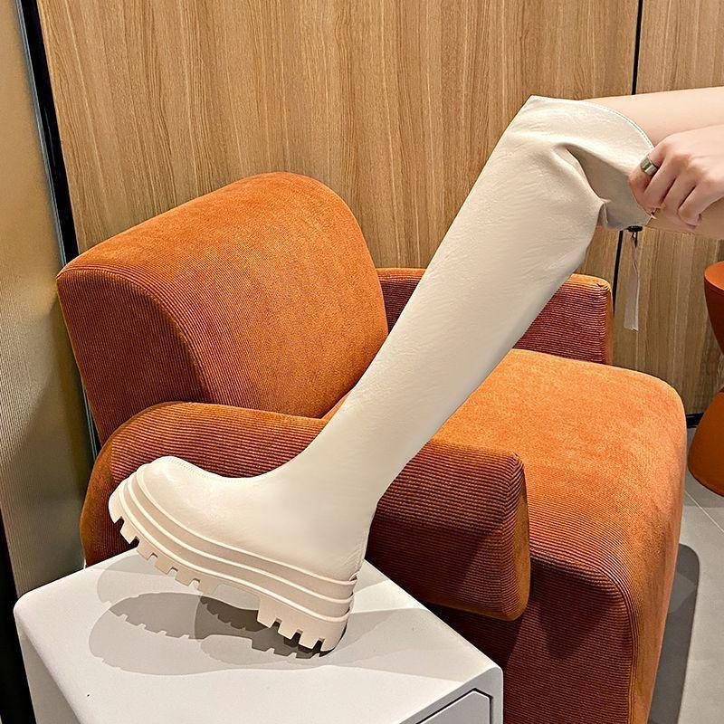 Over-knee elastic boots 2025 autumn new small man looks tall and thin thick heel knight boots tall boots