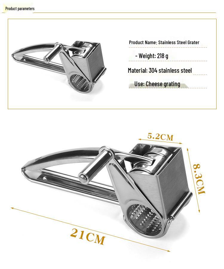 Multifunctional 430 Stainless Steel Cheese Grater with Hand-Crank & Multiple Blades