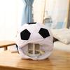 Fußball Kopfbedeckung Weich Verstellbar Vollständige Abdeckung Kopfschutz Niedliche Dekoration Foto-Requisiten Cartoon Plüschmütze Fußballverein Party Kostüm Aktivität Geschenk