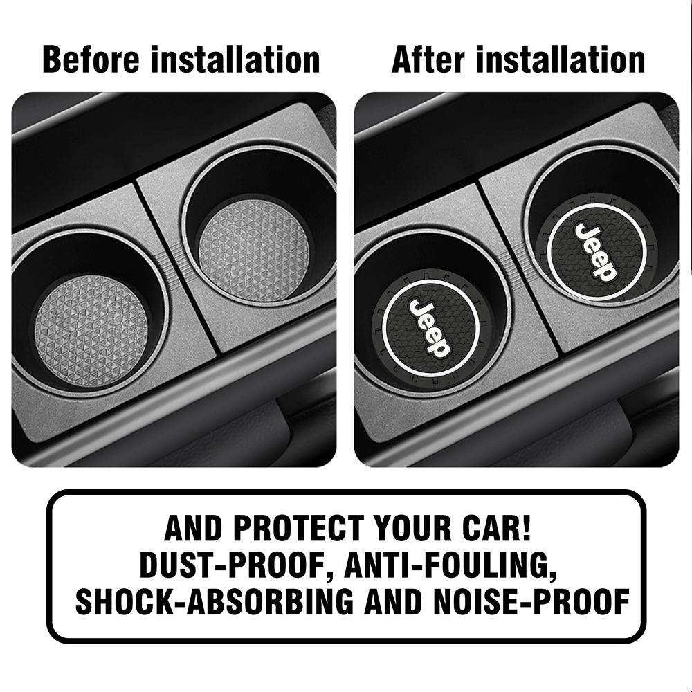 1/2pcs Silicone Car Coaster Water Cup Bottle Non Slip Pad Anti-Slip Mats For Jeep JK Patriot Liberty Renegade Hawk Commander JPB ANO1