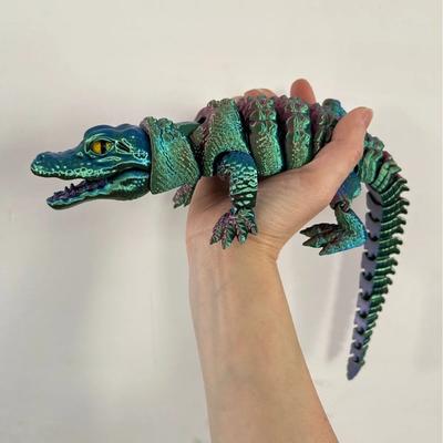 Hot Room Decoration 3D Printed Crocodile Articular Movable Funny Gifts Rotatable Office Home Desktop Decorations Crafts Decor