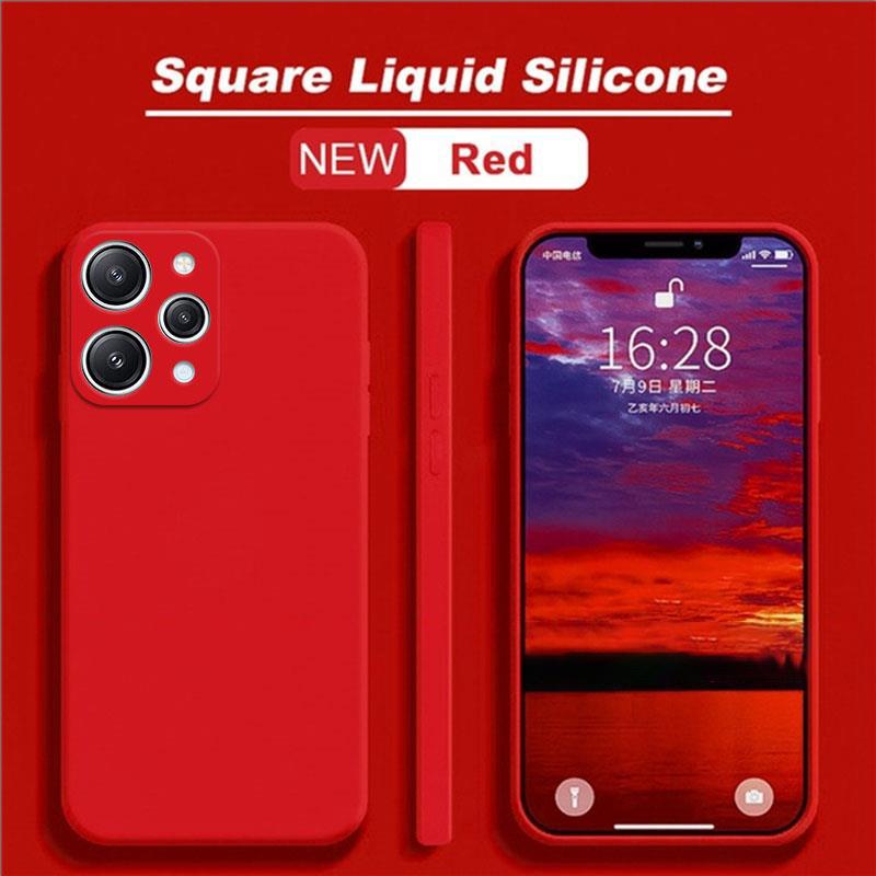 Square Silicone Case For Xiaomi Redmi 12 4G Case Matte Plain Rubber Funda Protector Case For Redmi 12 Cover For Redmi12
