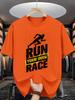 Run Your Own Race Unisexs Crew Neck T Shirt Runner Silhouette Inspirational Letter Graphic Short Sleeve Tee Sport Male Street Tops
