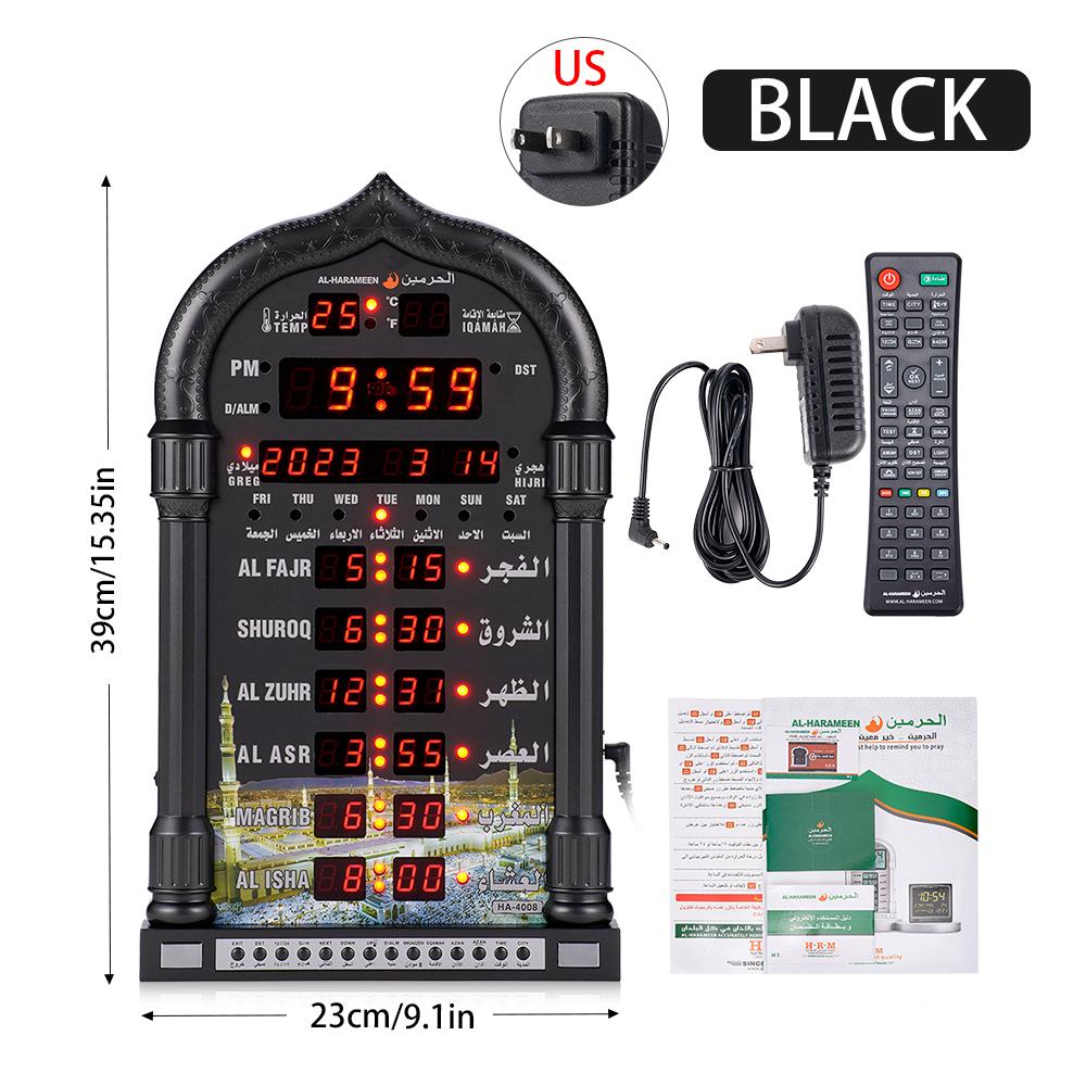 

Mosque Clock 12V Azan Mosque Calendar Muslim Prayer Wall Clock Alarm Islamic Mosque Azan Calendar Ramadan Home Decor Wall Clock чёрный