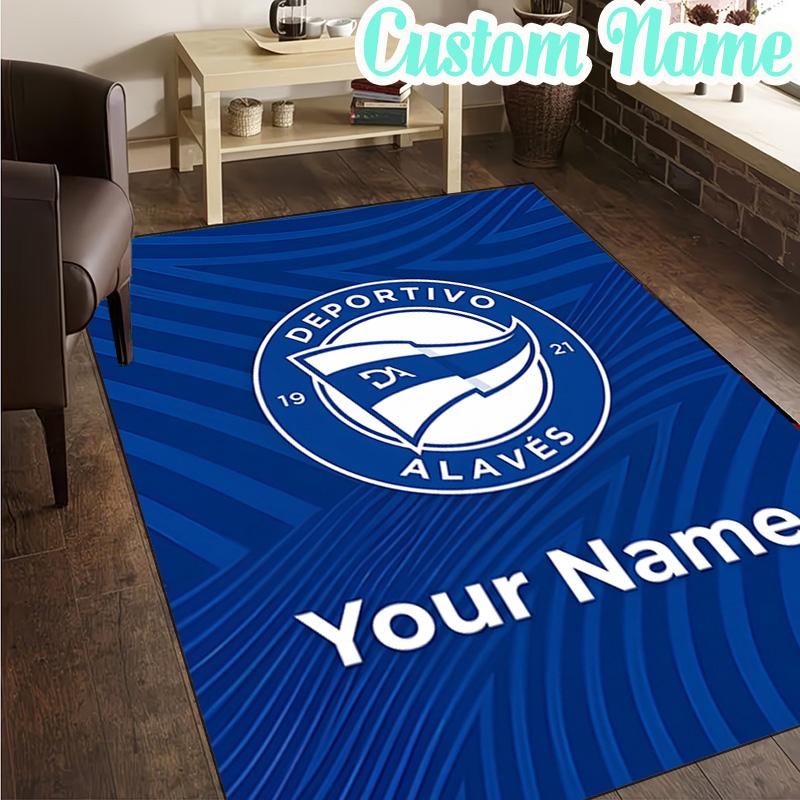 Custom Name Deportivo Alaves Crest  Rug, Office Rug, Chair Rug, Carpet for Living Rooms, Doormat Game Rug Home Decor Christmas Gifts