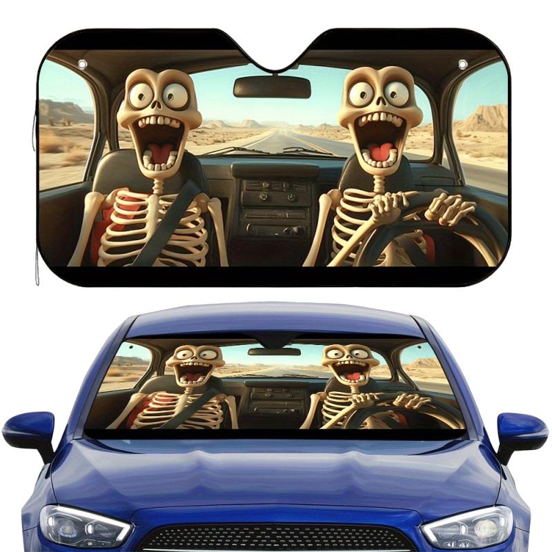 Windshield Sunshade Skull 130x70cm Car Front UV Protection for Summer Heat Reduction Family Road Trip