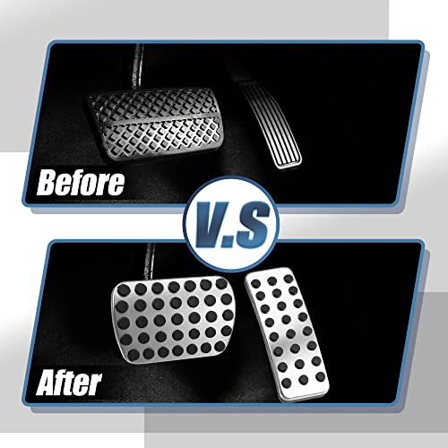 ACROPIX Brake Gas Accelerator Pedal Cover for Mercedes-Benz CLA GLB Silver Tone 4pcs