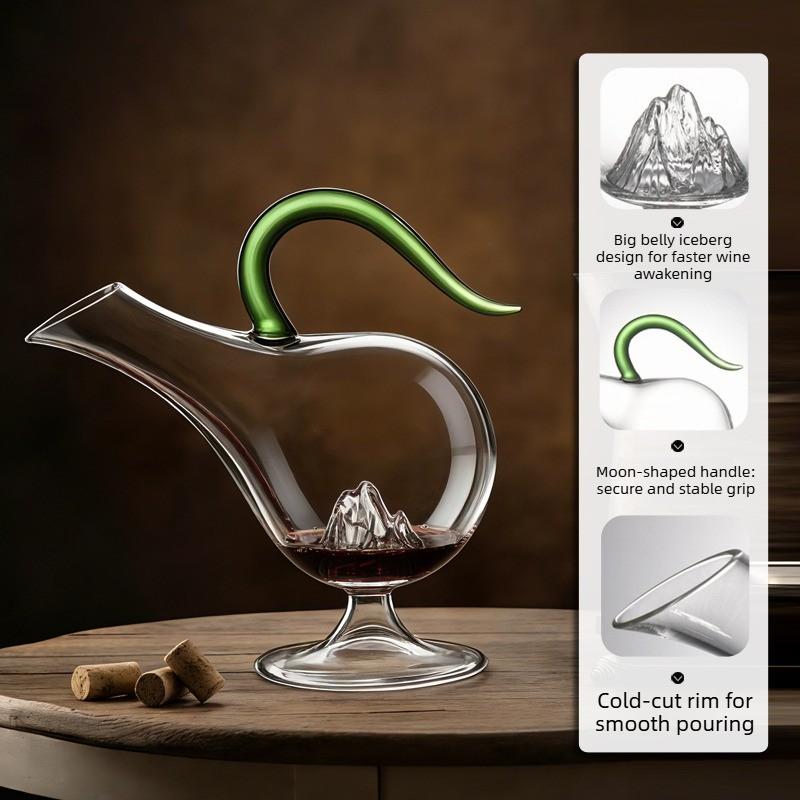 Luxury Swan Iceberg Crystal Wine Decanter Borosilicate Glass Aerator Pourer 1000ml