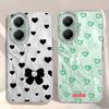 Green Love Heart Bow Feather Texture Phone Case for Xiaomi Poco X5 X7 M6 Pro X6 X3 Pro NFC C75 C71 C65 C61 M5S Silicone Cover